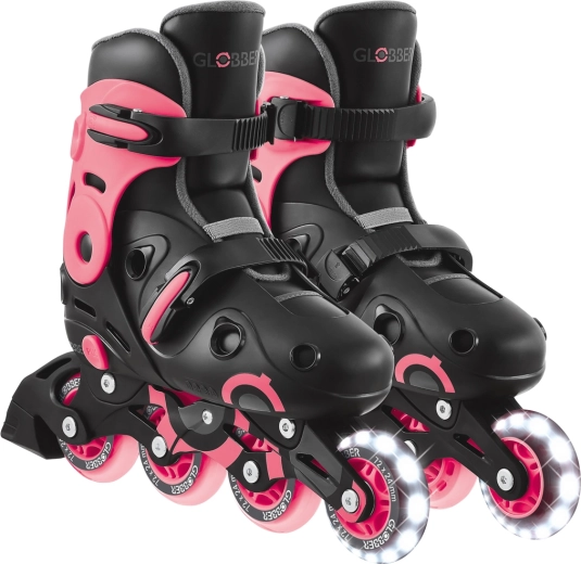 Børne-inliners Go Skates Lights med lysende forhjul (LED) sort-lyserød (EU 34–37)