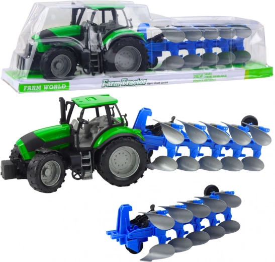 Traktor med plov grøn 50 cm
