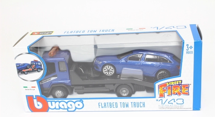 Bburago Street Fire autotransporter med Audi A6 i målestoksforholdet 1:43