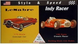 Plastmodel af biler Style & Speed Le Sabre "Concept Car" og Indy Racer (Glencoe Models)