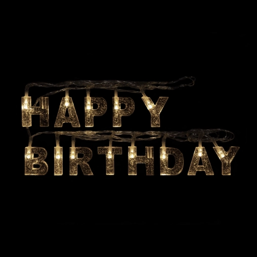 LED-lyskæde Happy Birthday, 13 LED'er, 2 m