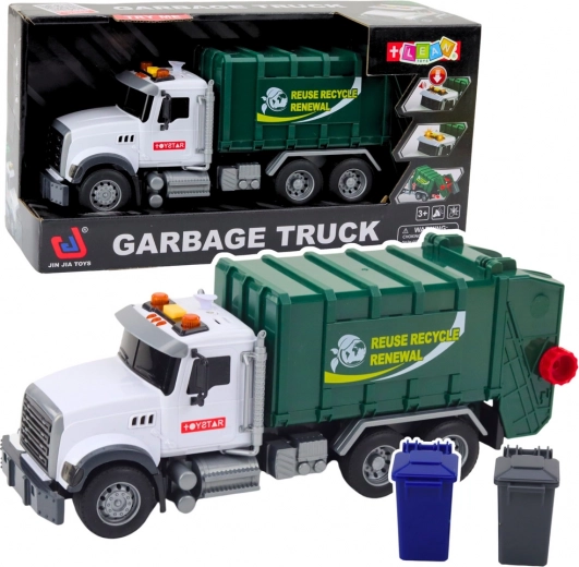 Legetøjs-skraldebil med lys og lyd 1:14, grøn