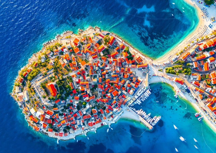 Enjoy-puslespil luftfoto af Primošten, Kroatien, 1000 brikker