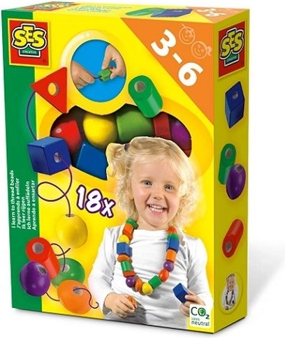Træperler til trådning SES Creative