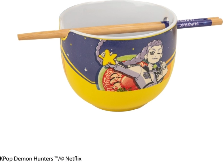 K-pop demon hunters ramen-skål med spisepinde (Rumi superstar flavor)