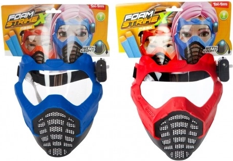 Maske med lys i plast 16x19 cm på batterier, 2 farver på kort, karneval
