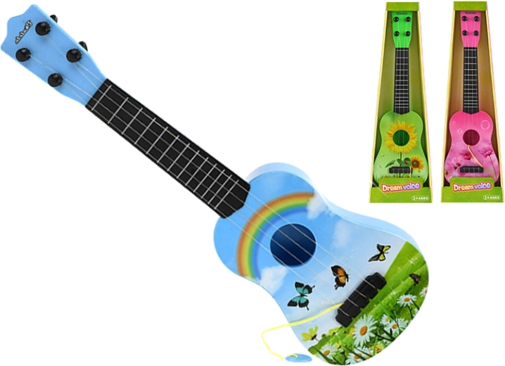 Børne-ukulele guitar 48 cm – farverigt legetøj til små musikere