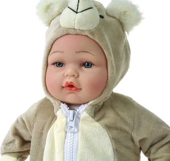 Plyset bamse-heldragt med hætte