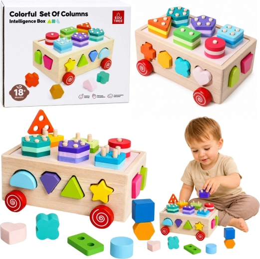 Træ Montessori formsorter på hjul
