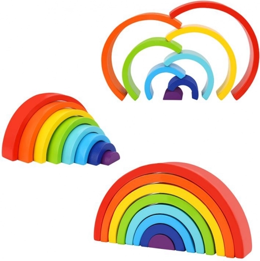 Træregnbue TOOKY TOY – kreativt Montessori-puslespil med 8 buer