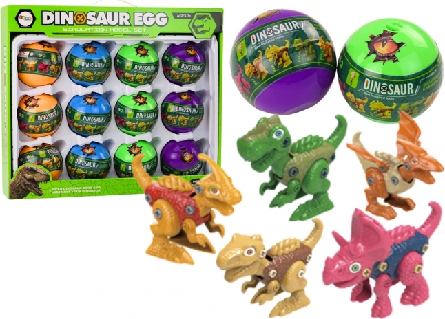Sæt med dinosaursægs, der kan skrues sammen, 12 stk., farverig