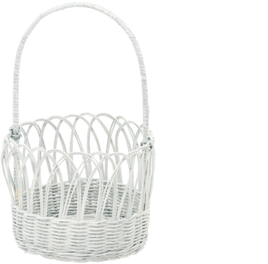 Rattan­kurv med hank i blågrå med hvidbleget effekt 20 × 16/35 cm