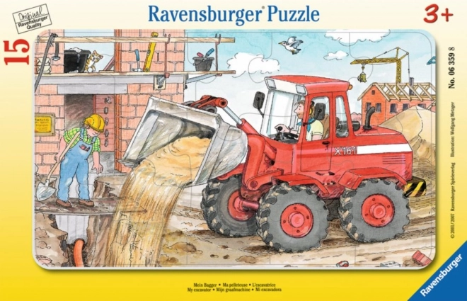 RAVENSBURGER bræt-puslespil arbejde med gravemaskine 15 brikker