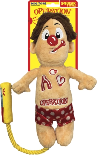 Plysdyr til hunde HASBRO Operation Cavity Sam med reb og pivelyd 30 cm