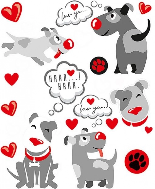Strygemærker Hunde – stort ark 20 × 30 cm