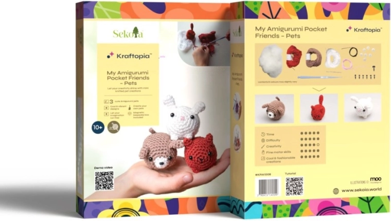 3 søde amigurumi-dyr i ét sæt