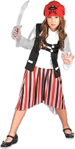 Karnevalskostume piratpige str. M (120–130 cm)