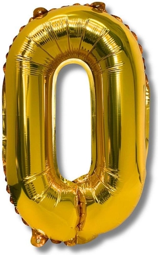 Folieballon tal 0, guld 40 cm