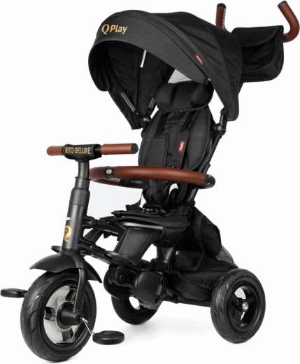 QPlay trehjulet cykel Rito Deluxe Rubber sort