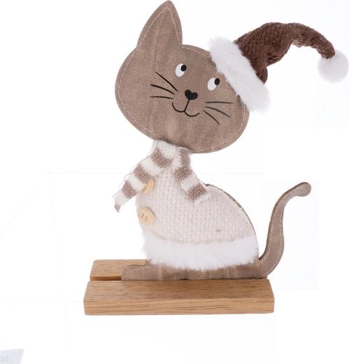 Juledekoration kat af træ og pels
