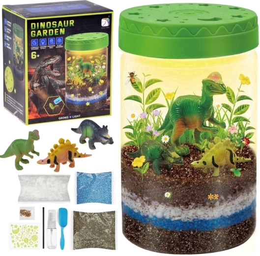 Oplyst dinosaurhave 3-i-1 – DIY-terrarium, lampe og dyrkning af planter