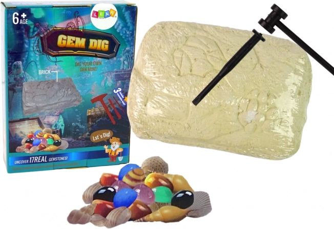 Arkæologisk krystalsæt fra ædelstensminen