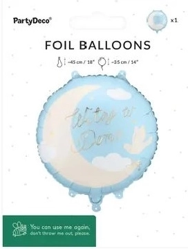 Folieballon Velkommen hjem lyseblå 35 × 35 cm