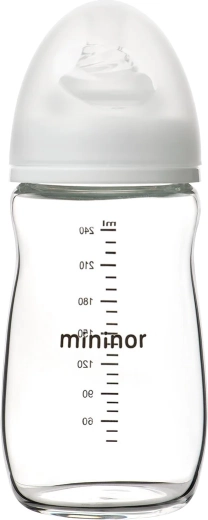 Mininor sutteflaske i glas 240 ml 0+