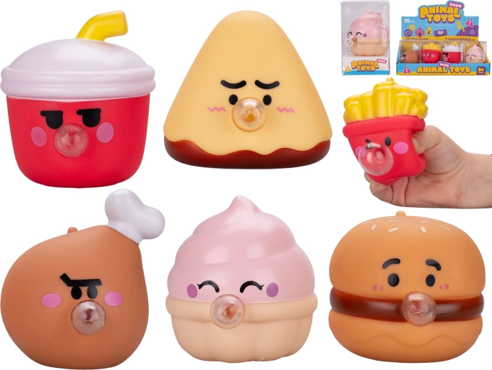 Blød fastfood-figur med taleboble 6 cm