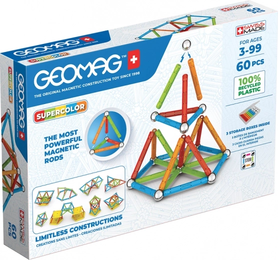 magnetisk byggesæt supercolor re 60 dele geomag