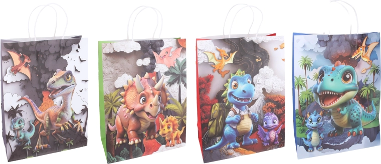 Gavepose til børn med dinosaurmotiv 21 × 27 × 11 cm - 1 stk.