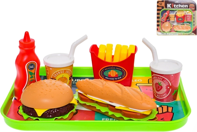 Fastfood-sæt med mad og drikke til børn