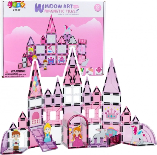 Magnetiske byggesæt til piger med vinduer, lyserøde, 50 stk.