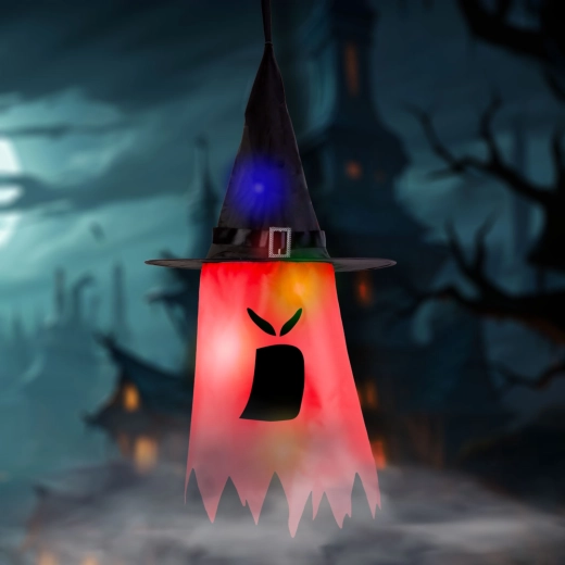 Hængende Halloween-LED-dekoration som rød spøgelse