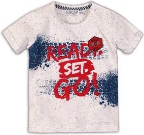 Børne T-shirt med korte ærmer DIRKJE – Ready Set Go, hvid