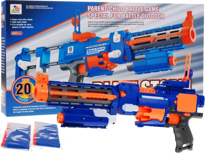 Blaze Storm elektrisk skumblaster 2-i-1 med kolbe, laser og 20 skumpile (8+)