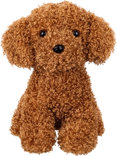Plys-hund med krøllet pels, siddende 30 cm