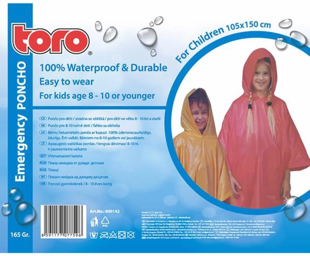 Børneponcho regnslag 8–10 år