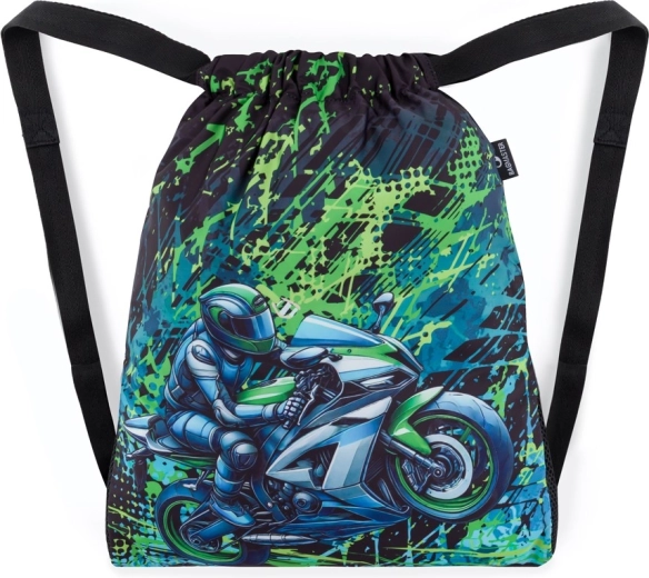 Bagmaster skopose til indendørssko og idræt med motorcykelmotiv