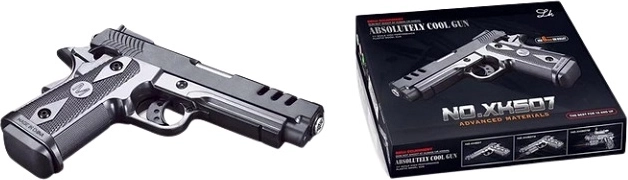 Børne kuglepistol med lyseffekt i æske