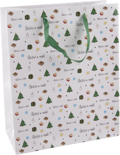 Gavepapirspose “Glædelig jul” 26 × 12 × 32 cm