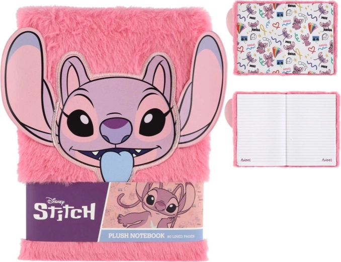 Ringbindsnotesbog med plysbetræk Lilo og Stitch Angel