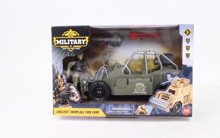 Militærkøretøj med soldatfigur