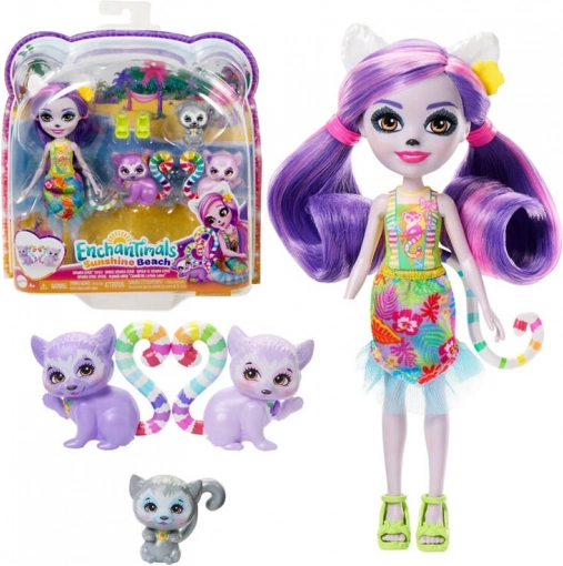 Enchantimals lemurfamilie – dukken Lorinda og 3 dyrevenner