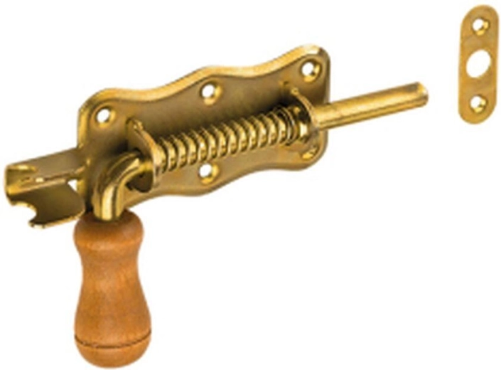 Fjederbolt med træhåndtag 150 × 50 mm, gulzink