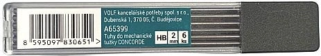 HB-stifter til mekanisk blyant 2 mm CONCORDE, 6 stk.