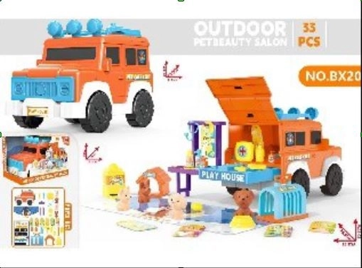 Terrængående groomer-bil med hvalpe