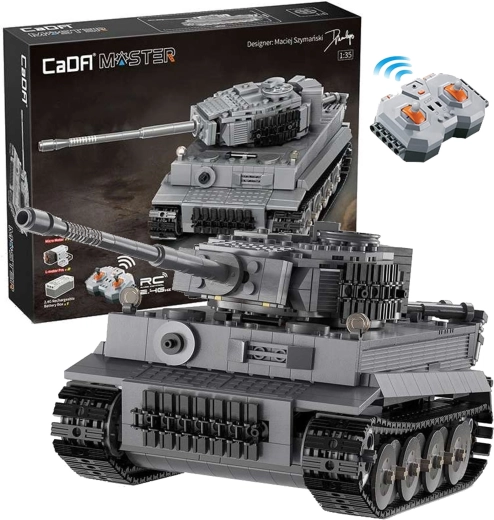 CaDA Master fjernstyret grå Tiger RC-tank med 925 dele