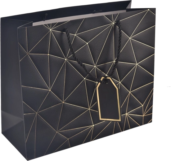 Gavepapirspose med gittermotiv, sort 31 × 12 × 26 cm