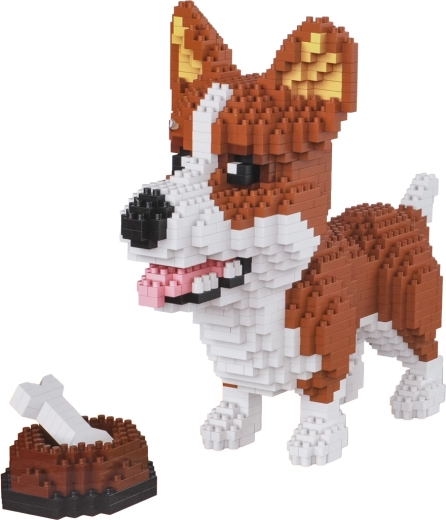 Byggesæt med Welsh Corgi, skål og knogle, 1200 dele
